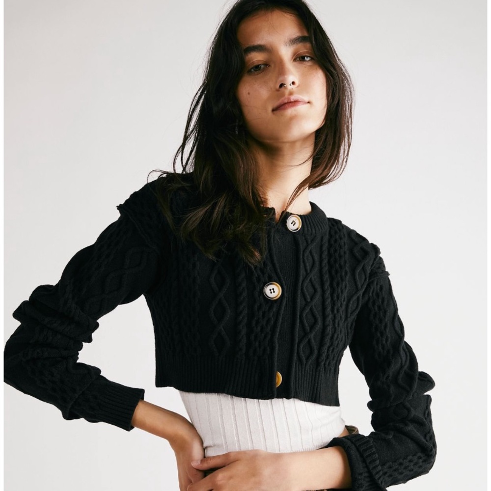 Free People Sadie Cable Crop Sweater